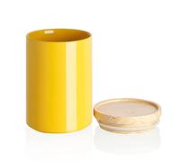 Sweejar Kitchen Canisters Ceramic Food Storage Jar, Stackable Containers with Airtight Seal Wooden Lid for Serving Coffee Bean, Flour, Tea, Cookies and More - 58 Fl Oz(Yellow)
