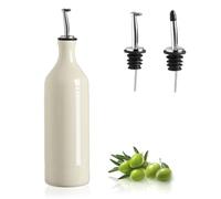 Sweejar Large Ceramic Olive Oil Dispenser Bottle, 24 Fl Oz, Protects Oil, Multi-Function, Beige