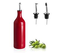 Sweejar Large Ceramic Olive Oil Dispenser Bottle, Opaque Oil Cruet Protects Oil to Reduce Oxidation, Suitable for Storage Oil, Vinegar, Soy Sauce & Other Liquids, Pack of 1, 24 Fl Oz (Red)