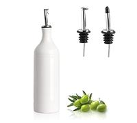 Sweejar Large Ceramic Olive Oil Dispenser Bottle, Opaque Oil Cruet Protects Oil to Reduce Oxidation, Suitable For Storage Of Oil, Vinegar, Soy Sauce & Other Liquids, Pack of 1, 24 Fl Oz (White)