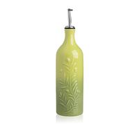 Sweejar Large Olive Dispenser Bottle with Spout, 24 Oz Ceramic Oil Dispenser for Kitchen, Relief Opaque Cruet, EVOO, Avocado Oil, Vinegar, Pack of 1(Gradient Green)