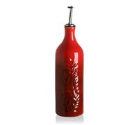 Sweejar Large Olive Oil Dispenser Bottle with Spout, 24 Oz Ceramic Dispenser for Kitchen, Relief Opaque Cruet, Container for Cooking, EVOO, Avocado Oil, Vinegar, Pack of 1(GradientRed)