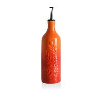 Sweejar Large Olive Oil Dispenser Bottle with Spout, 24 Oz Ceramic Oil Dispenser for Kitchen, Relief Opaque Cruet, Container for Cooking, EVOO, Vinegar, Pack of 1 (GradientOrange)