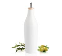 Sweejar Matte Ceramic Olive Oil Dispenser Bottle with Spout, 17 Oz Oil Dispenser for Kitchen Counter, Opaque Oil Cruet for EVOO, Vinegar, Avocado Oil Container for Cooking, Pack of 1 (White)