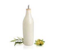 Sweejar Matte Ceramic Olive Oil Dispenser Bottle with Spout, 17 Oz Oil Dispenser for Kitchen Counter, Opaque Oil Cruet for EVOO, Vinegar, Avocado Oil Container for Cooking, Pack of 1 (Beige)
