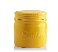 Sweejar Porcelain Butter Keeper Crock, French Dish With Water Line, Ceramic Container for Soft Butter (Yellow)