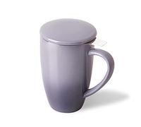 Sweejar Porcelain Tea Mug with Infuser and Lid,Teaware with Filter, Loose Leaf Tea Cup Steeper Maker, 16 Fl Oz for Tea/Coffee/Milk/Women/Office/Home/Gift (Gradient Purple)