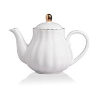 Sweejar Royal Teapot, Ceramic Tea Pot with Removable Stainless Steel Infuser, Blooming & Loose Leaf Teapot - 40 Ounce (White)