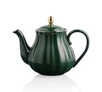 Sweejar Royal Teapot, Ceramic Tea Pot with Removable Stainless Steel Infuser, Blooming & Loose Leaf Teapot - 28 Ounce(Jade)