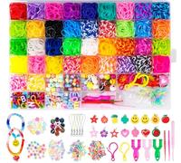 Sweelov 3000+ Loom Bands Kit, 38 Colors Loom Bands Refill -Includes Clips Charms Beads- Rubber Bands for Making Bracelets/Keychains/Hair Accessories-Gifts for Girls Boys at Birthday Party/Christmas