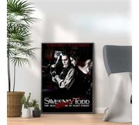 Sweeney Todd 2007, Gothic Movie Art Prints of Tim Burton - Dark Fantasy Wall Art, Surreal Illustration Posters for Home Decor, Spooky Cute Wall Decor for Fans of Dark Fantasy (A3 Framed (White))