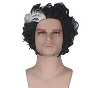 Sweeney Todd Short Black White Curly Synthetic Hair Men Party Hallowee Costume Wigs + Wig Cap