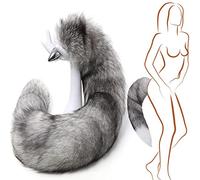 Sweeoty Polipo Butt Plug Fox Tail Detachable Multi-Function Real Fox Tail Fur Anal Plug Sexy Adult Toy Fashion Butt Stainless Steel Cosplay Sex Flirt Toys-35CM Tail||2.2CM Butt Plug