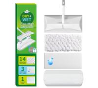 Sweeper 2-in-1 Dry + Wet Floor Mopping and Sweeping Kit, Multi-Surface Kit for Floor Cleaning, Kit Includes 1 Sweeper, 14 Dry Sweeping Cloths, 3 Wet Mopping Cloths