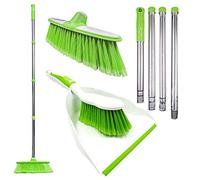 Sweeping Broom Indoor with Matching Dustpan and Brush Sets, Household Cleaning Set that Includes a Sweeping Brush Indoor, Soft Broom and Dustpan Set (Green)
