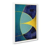 Sweeping Forms Blue Gold Canvas Print | Gallery Wrapped 30mm Frame Wall Art | 20x14 inches | Ready to Hang | Modern Picture | Living Room Bedroom Lounge Office