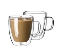 Sweese 4602 Glass Coffee Mugs - 12.5 Oz Double Walled Insulated Mug Set With Handle, Perfect For Latte, Americano, Cappuccinos, Tea Bag, Beverage, Set Of 2 12.5 OZ Clear