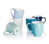 Sweese 611.003 Porcelain Mug Set - 350 ml for Coffee, Cappuccino, Tea, Set of 6, Cold Assorted Colors