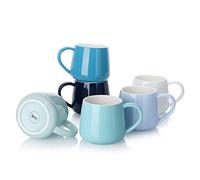 Sweese 618.003 Porcelain Coffee Mugs Set - 350 ml Mugs for Coffee, Tea, Cocoa, Mugs Sets of 6, Cool Assorted Colors