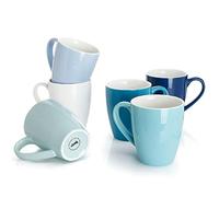 Sweese 6203 Porcelain Mugs - 16 Ounce for Coffee, Tea, Cocoa, Set of 6, Cold Assorted Colors