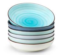 Sweese Pasta Bowls Set of 6, 30 Ounce Ceramic Salad Plates for Dishwasher & Microwave Safe - Solid Salad Bowls, Soup Bowls - Deep Plates Lipped Edges, Oven Safe Porcelain Plates Serving Bowls