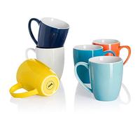 Sweese Porcelain Mugs - 12 Ounce for Coffee, Tea, Mocha and Mulled Drinks - Set of 6, Hot Assorted Colors