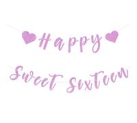 Sweet 16 Banner Birthday Banner for Girls, Red Glitter Sweet 16 Sign Sweet 16 Party Decorations, Happy 16th Birthday Banner Party Decor for Anniversary Party Sixteen Sign Party Supplies