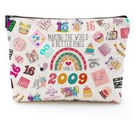Sweet 16 Birthday Makeup Bag Gifts for Girls, Her, Teenage Girls, Sister, Daughter, Granddaughter, 2009 Funny 16th Year Old Girl Gifts Ideas Birthday Decorations, Cosmetic Travel Pouch