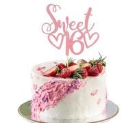 Sweet 16 Cake Topper, 16th Birthday Cake Topper, 1 Pack Glitter Cheers to 16 Years Old, Personalised 16 Cake Toppers for Girls, 16th Birthday Decorations, Party Supplies