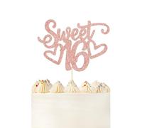 Sweet 16 Cake Topper Happy Sweet Sixteen Birthday Glitter Cake Topper Decoration for Happy 16th Birthday Party 16 Years Old Party Supplies Rose Gold