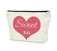Sweet 16 Gifts for Girls Makeup Bag for 16th Birthday Daughter Granddaughter Niece Best Friends 16 Year Old Girl Gifts Cosmetic Bag for Sister Friends Sweet 16 Birthday Gifts Cosmetic Travel Pouch