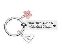 Sweet 16 Happy 16th Birthday Gifts Happy Birthday Keychain for Women Graduation Gifts 16 Years Old Birthday Gift Ideas for Daughter Granddaughter Niece
