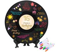 Sweet 16 Party Decorations Vinyl Record 11.8"X11.8", 16th Birthday Decorations, Birthday Guest Book Alternative, Sweet 16 Sign, Poster Record Decor,Great Gifts for Girls or Boys (16 Years Old)