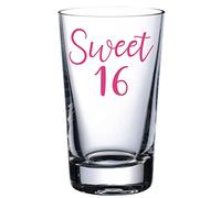Sweet 16 - Vinyl Sticker Decal Labels for Glasses, Mugs. Birthday Gift Bag, Box. Celebrate, Party. (Small - 3cm Tall Capital Letter Height, Silver)