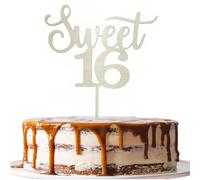 Sweet 16 Wooden Cake Topper,16th Birthday Party Cake Decoration Supplies,Rustic Natural Wood Sweet Sixteen Birthday Cake Decoration for Girls,Cheers to 16th Birthday Anniversary, Photo Booth Props