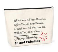 Sweet 16th Birthday Gift Happy 16th Birthday Gift Makeup Bag Daughter Birthday Gift from Mom Dad 16 Year Old Girl Birthday Gift Cosmetic Bag 16th Friend Bestie Birthday Gift Sister Birthday Gift