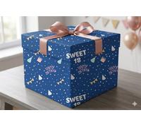 Sweet 18 Birthday Gift Wrap Paper - Happy 18th Birthday Wrapping Paper Roll | Premium Party Gift Wrap for Birthday Gifts, Decorations & Presents | Stylish Blue Confetti Design (24 inch x 1m roll)
