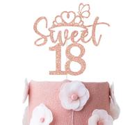Sweet 18 Cake Topper, Happy 18th, 18 & Fabulous, Cheers to 18 Years, Happy 18th Birthday Party Decorations for Girls