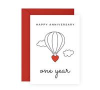 Sweet 1st Anniversary Card for Her or Him - 'Love Air Balloon' - Gifts for Girlfriend, Boyfriend, Husband, Wife, Spouse, Babe, Lovebug, Darling, Hun, Other Half - First - Comes with Fun Stickers