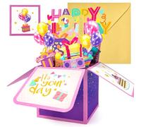 Sweet 21st Birthday Card for Girl - 3D Pop Up Happy 21th Birthday Card with Envelope and Note Card - Birthday Card for 21 Year Old Girl Teen Daughter Granddaughter Niece from Mom Dad Grandparents