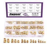 Sweet 300PCs 5 Values M2-M6 Female Thread Knurled Nuts Brass Threaded Insert Embedment Nuts Hydraulic Welded Joint Assortment Kit Perfect for 3D Printing & Injection Molding