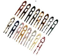 Sweet Acetate Hair Bun U-Shaped Fshion Design Bun Hairpin Meatball Head Hairclip For Woman Girl(4)