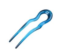 Sweet Acetate Hair Bun U-Shaped Fshion Design Bun Hairpin Meatball Head Hairclip For Woman Girl(Blue)