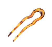 Sweet Acetate Hair Bun U-Shaped Fshion Design Bun Hairpin Meatball Head Hairclip For Woman Girl(Brown Yellow)