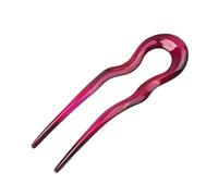 Sweet Acetate Hair Bun U-Shaped Fshion Design Bun Hairpin Meatball Head Hairclip For Woman Girl(Rose Red)