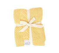 Sweet Acorn Knit Baby Blanket in Elegant Pattern, Organic Cotton Blankets for Crib or Stroller, Receiving Blankets - Butter Yellow