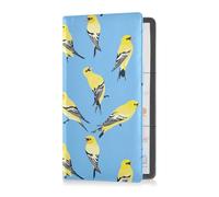 Sweet American Goldfinch Birds Blue Pu Leather Car Registration and Insurance Holder Automobile Wallet Case Organizer for Documents, Cards, License