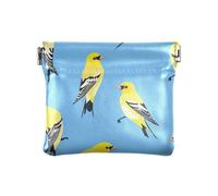 Sweet American Goldfinch Birds Blue Small Leather Coin Purse Portable Card Key Organizer for Woman Girl, sweet American Goldfinch birds Blue, Decoration
