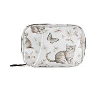 Sweet American Shorthair White Medicine Storage Bag with Detachable Compartments, Portable Medicine Box Organizer for Wallet