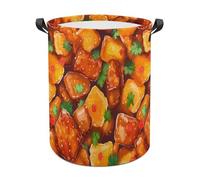 Sweet And Sour Pork Food Funny Laundry Baskets Collapsible Waterproof Clothes Hamper Storage Bins with Handles 13.8"x13.8"x17.3" 17.3"x17.3"x17.3"